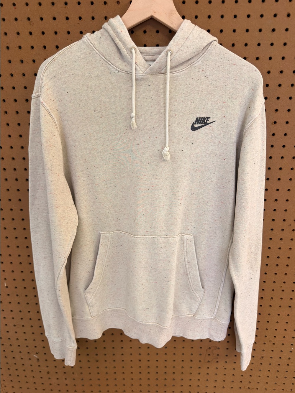 Nike Sportswear Club Fleece Pullover Hoodie Oatmeal Speckled Heather Men's M
